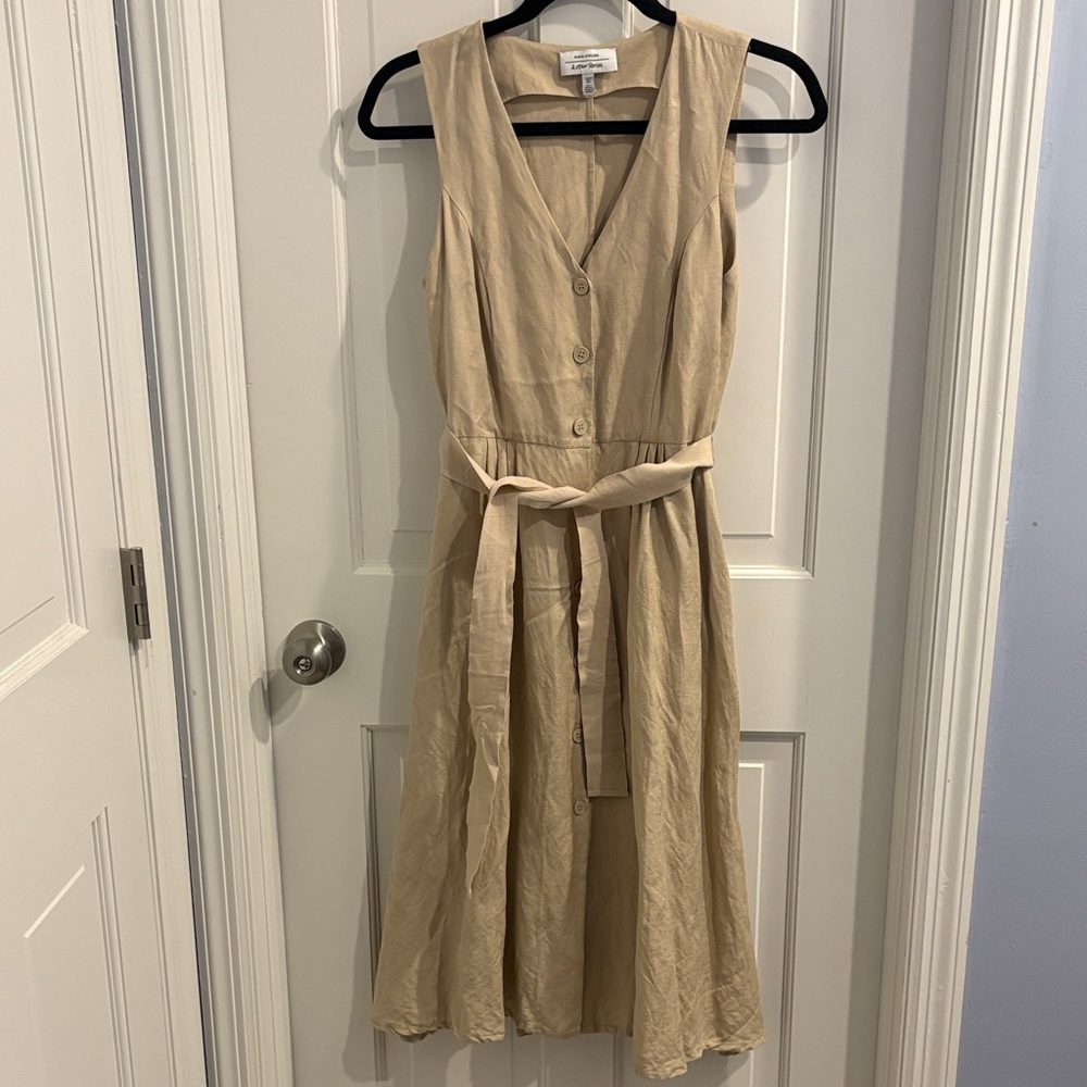 & Other Stories Beige Button Midi Dress